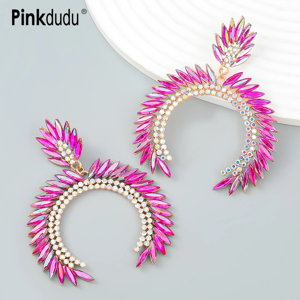 

Pinkdudu Fashion Exaggerated Alloy Rhinestone Drop Earrings Rhinestone Geometric Dangle Earrings for Women Jewelry Gifts PD870