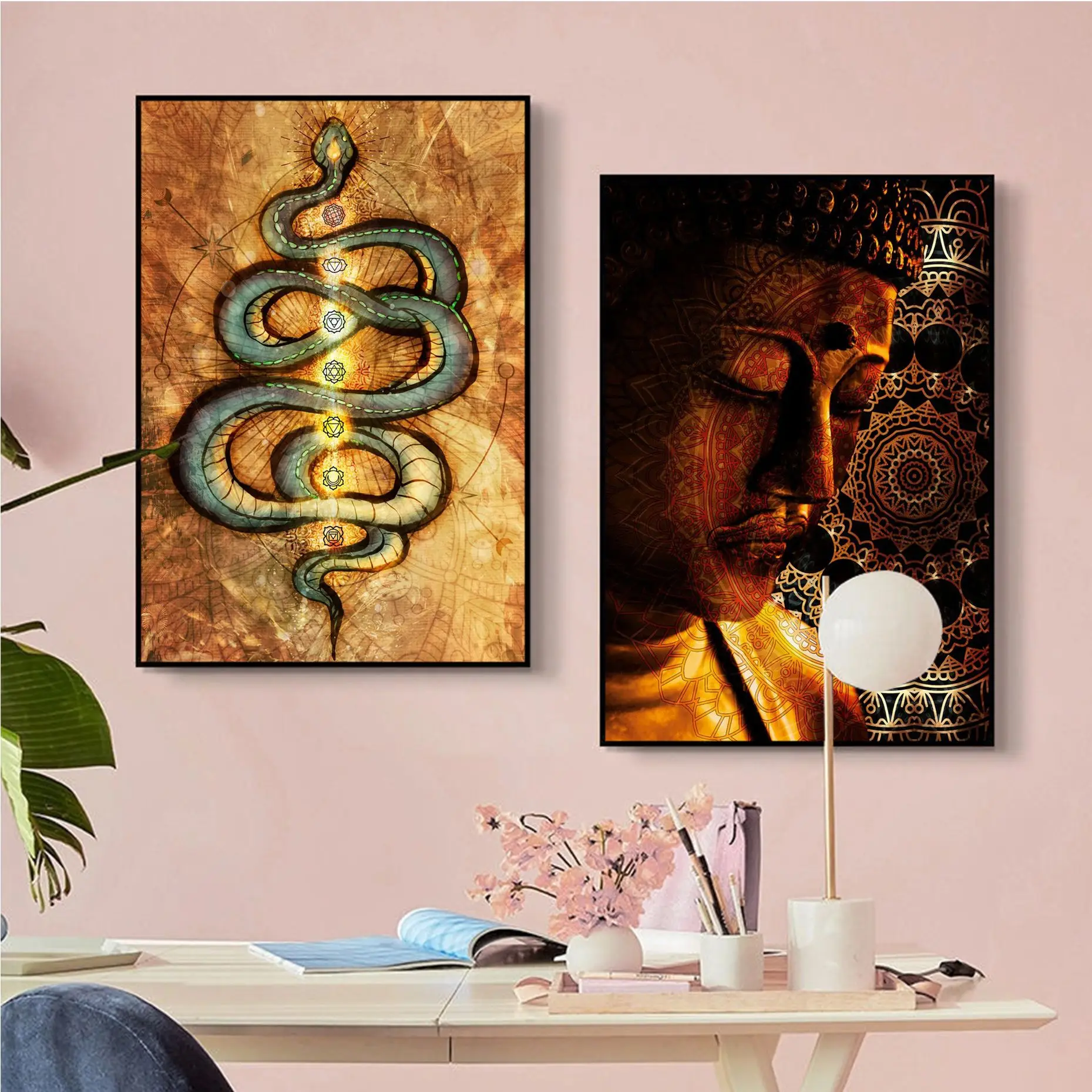 

Indian Buddha Statue Meditation Chakra Classic Vintage Posters HD Quality Wall Art Retro Posters for Home Stickers Wall Painting