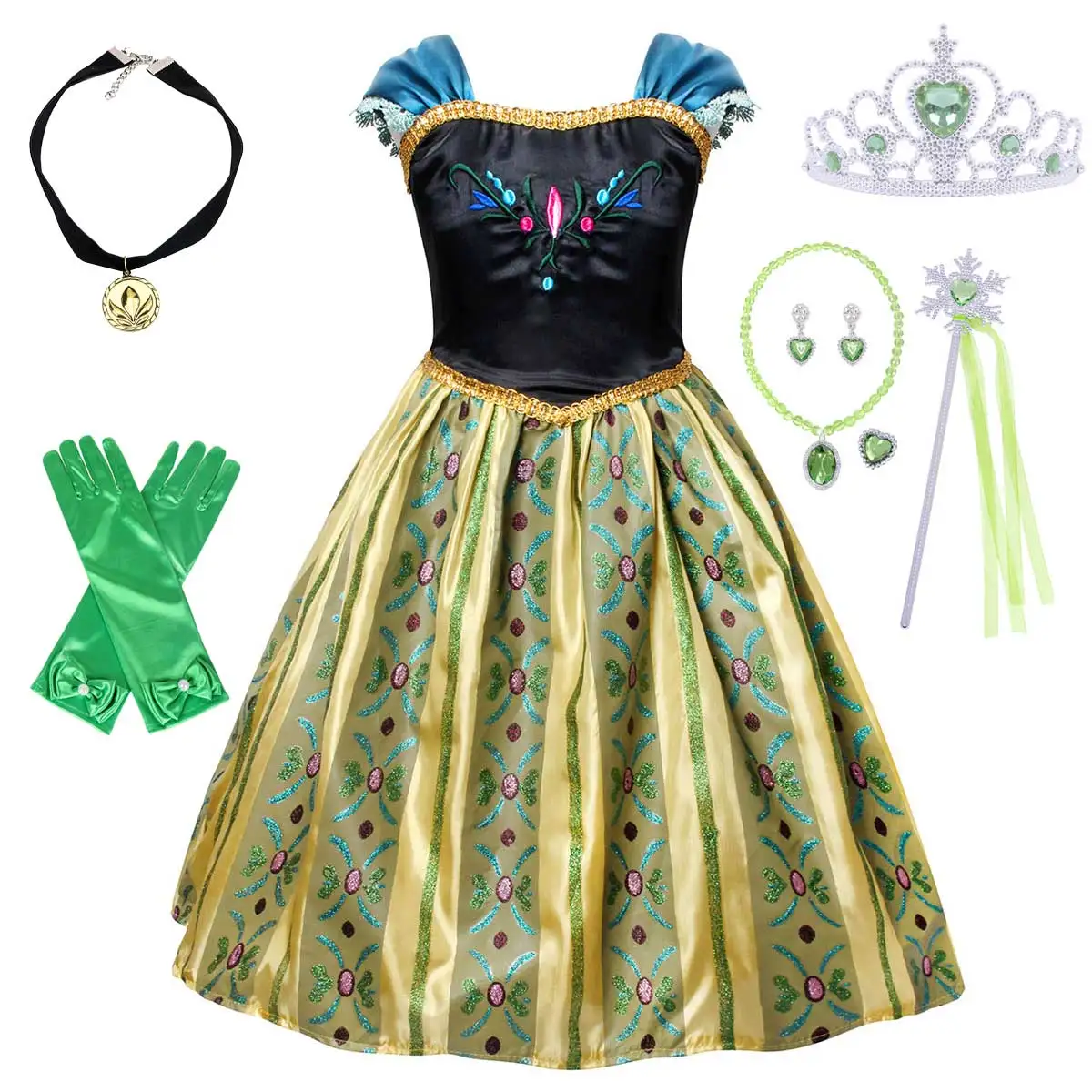 

Платье принцессы Анны для девочек, костюм Анны Холодное сердце, костюм для косплея, костюм для представлений на Хэллоуин и день рождения