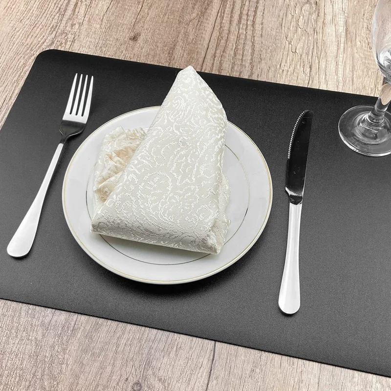 

Placemats Leather Set Of 8 Washable PU Faux Leather Placemats Black 45 X 30 Cm And Wipeable Look Coaster Waterproof