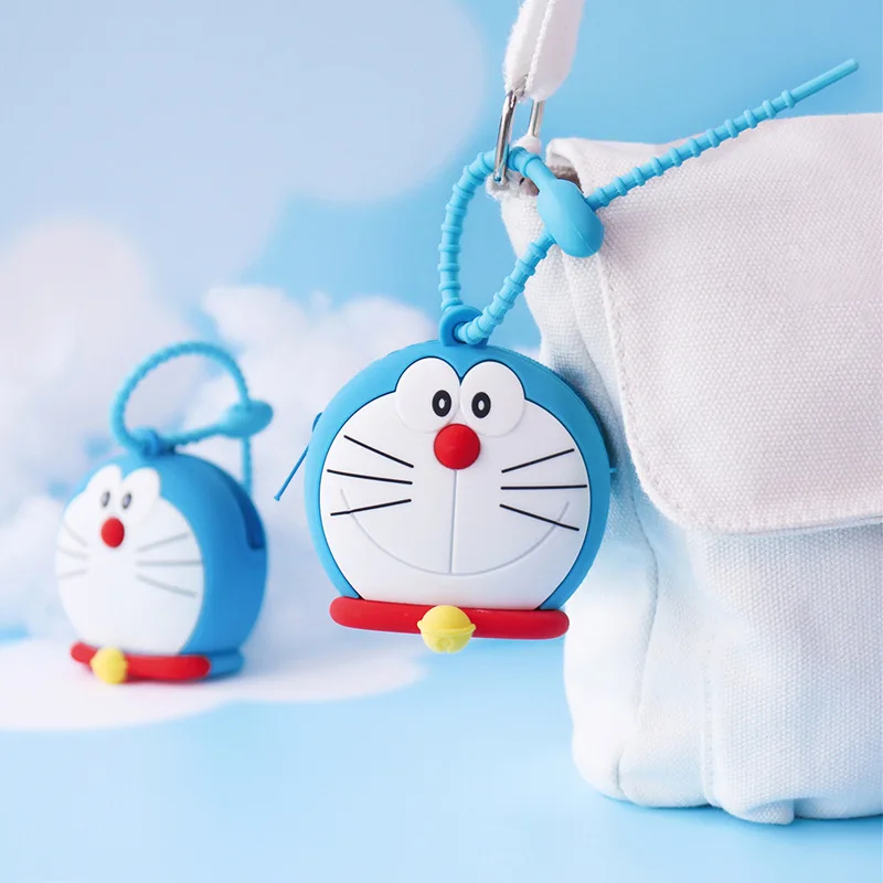 Фото Doraemon мультфильм кошелек для монет брелок аниме женский мини-молния короткий кошелек детский милый силиконовый органайзер для денег подарки для детей №4