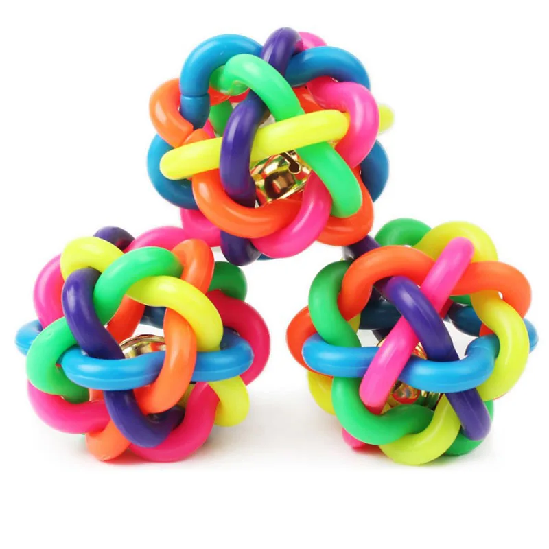 

Игрушки для домашних животных, собак, Цветной Резиновый тренировочный жевательный мяч, колокольчик, игрушка для щенков, кошек, мячи для соба...