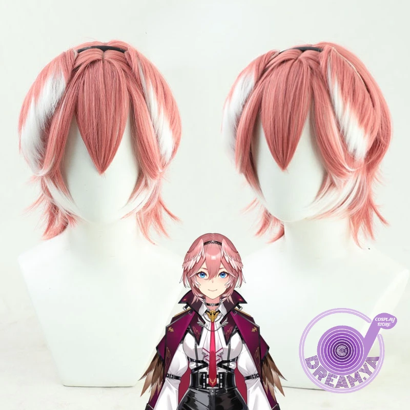 

Youtuber VTuber Takane Lui Cosplay Wig Pink Mixed White Short Heat Resistant Synthetic Hair Halloween Party Role Play + Wig Cap
