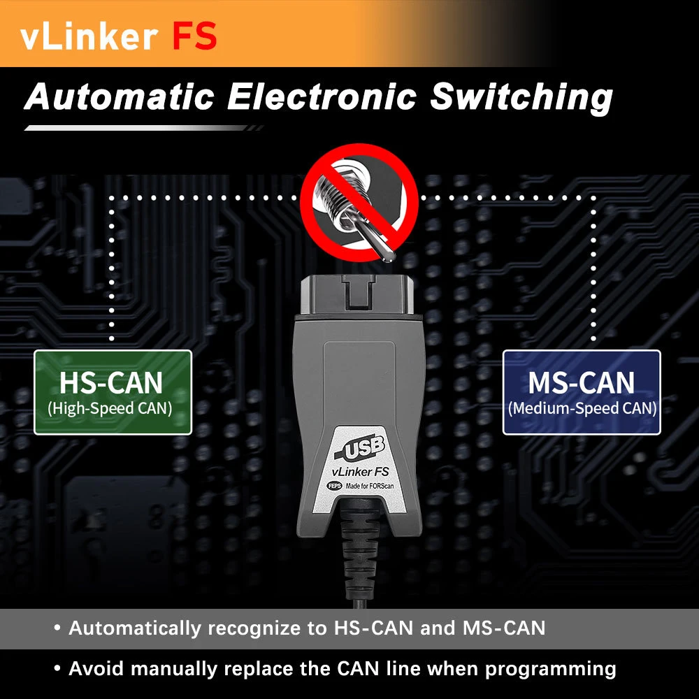 Диагностический Сканер Vlinker Fs Usb Elm 327 Obd 2 Инструменты Для Интерфейса Forscan Hs/ms-can
