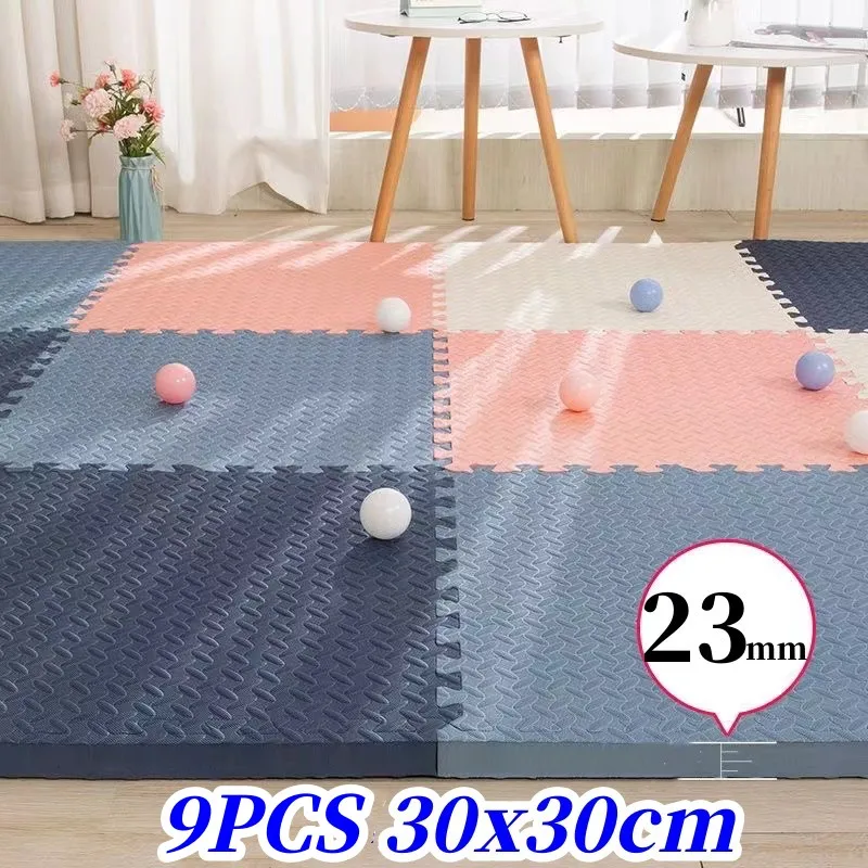 Play Mats 9PCS Baby Game Mat Thick 2.3cm Tatame Puzzle Mat 30x30cm Tatames for Gym Puzzle Mat Baby Mats Floor Mat Gym Foot Mats