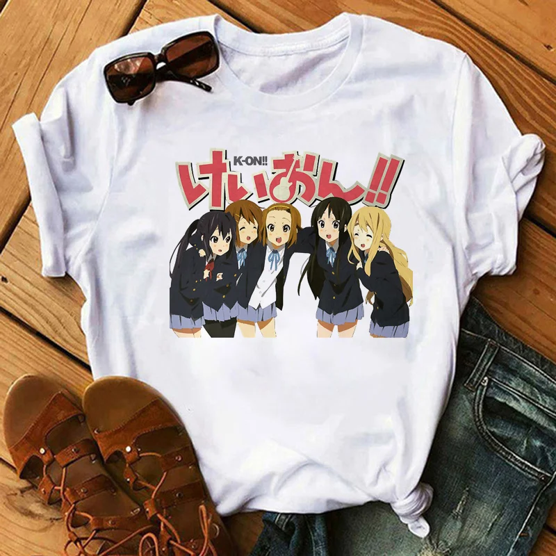 

K-on одежда, топы, футболки, мужская повседневная белая футболка с графическим принтом, футболка "Манга" top tees graphic vintage