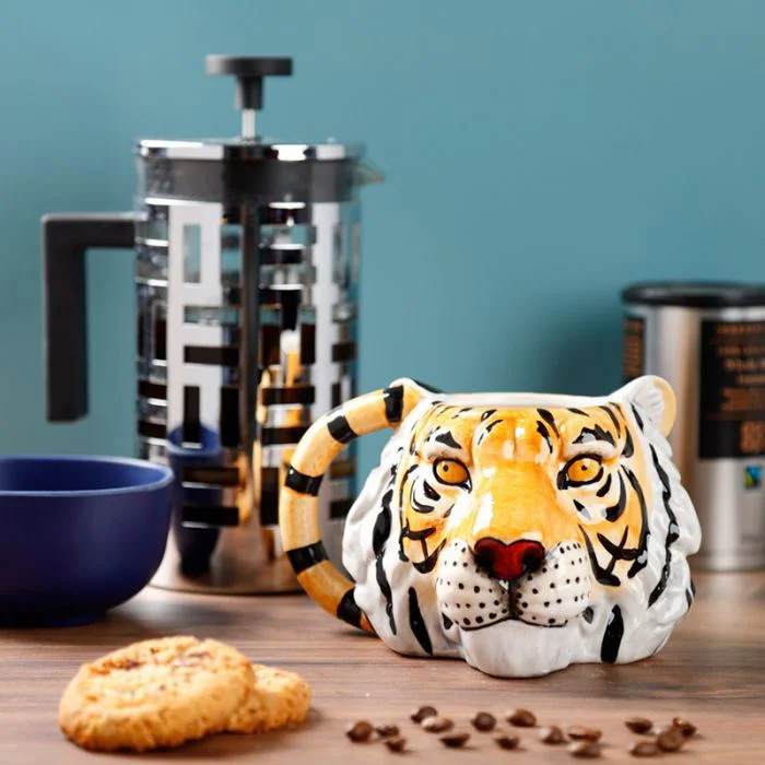 

3D Animal Pets Lion Tiger Head Ceramics Coffee Cup Coloured Drawing Pattern Milk Mugs Desktop New Year 2022 Home Decorations