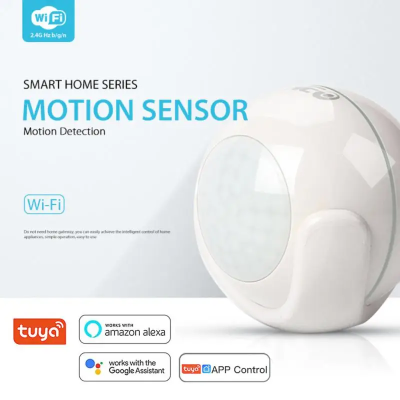 

Tuya WiFi Smart Wireless Human Body Infrared Sensor PIR Motion Anti-theft Alarm Detector App Control Support Alexa Google Home