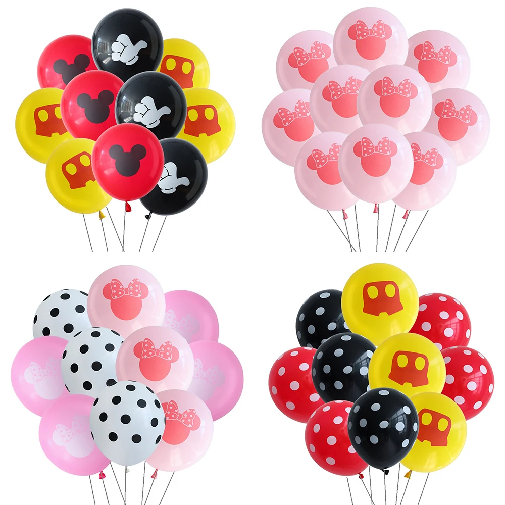 

10pcs 12inch Disney Mickey Minnie Mouse Latex Balloons Cartoon Themed Birthday Party Decoration Baby Shower Supply Helium Globos