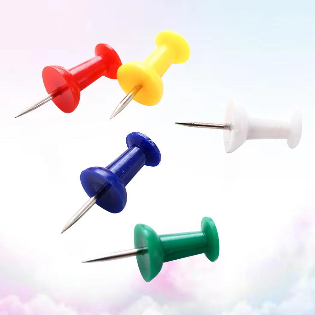 

100 Pcs Pushpins Cork Board Plastic Small Head Map Tack Steel Short Hair Travel