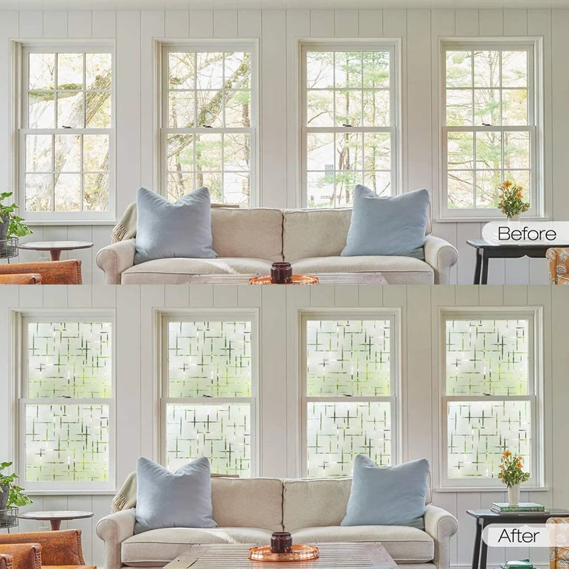 

Window Sticker Striped Window Decal Non-Adhesive Privacy Film Glass Film Window Tint for Home Kitchen and Office Home Decoration