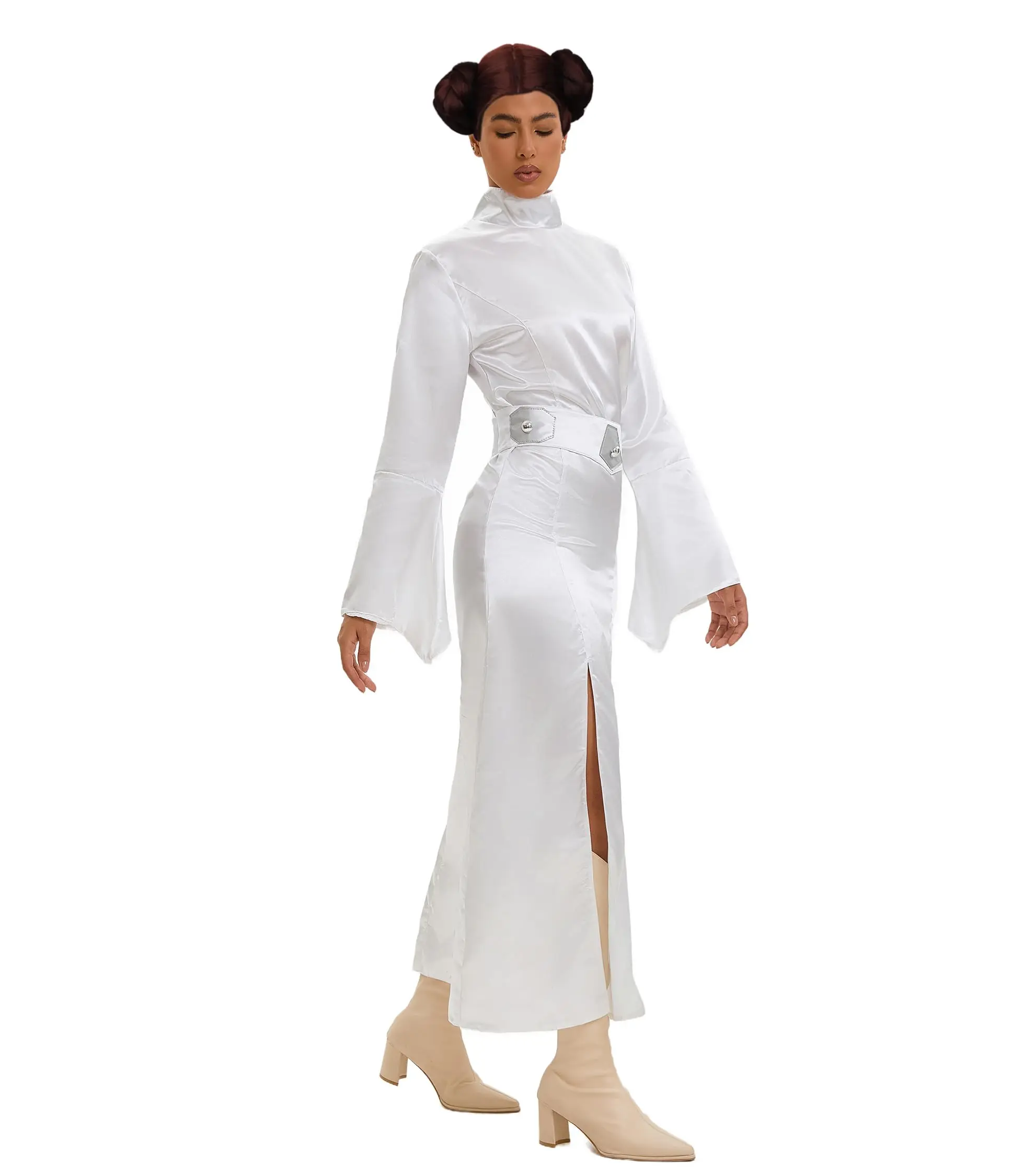 Женское платье принцессы Леи в стиле Ренессанс средневековое белое длинное