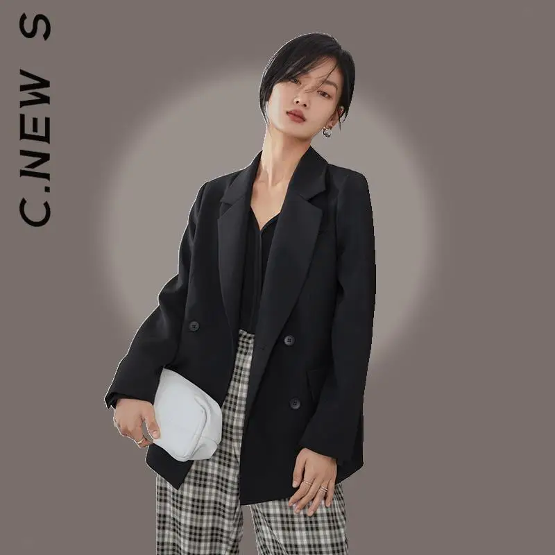 

C.New S Office Ladies Casual Elegant Business Short Green Coat White Blazer Women Spring Black Blazer Jacket Female