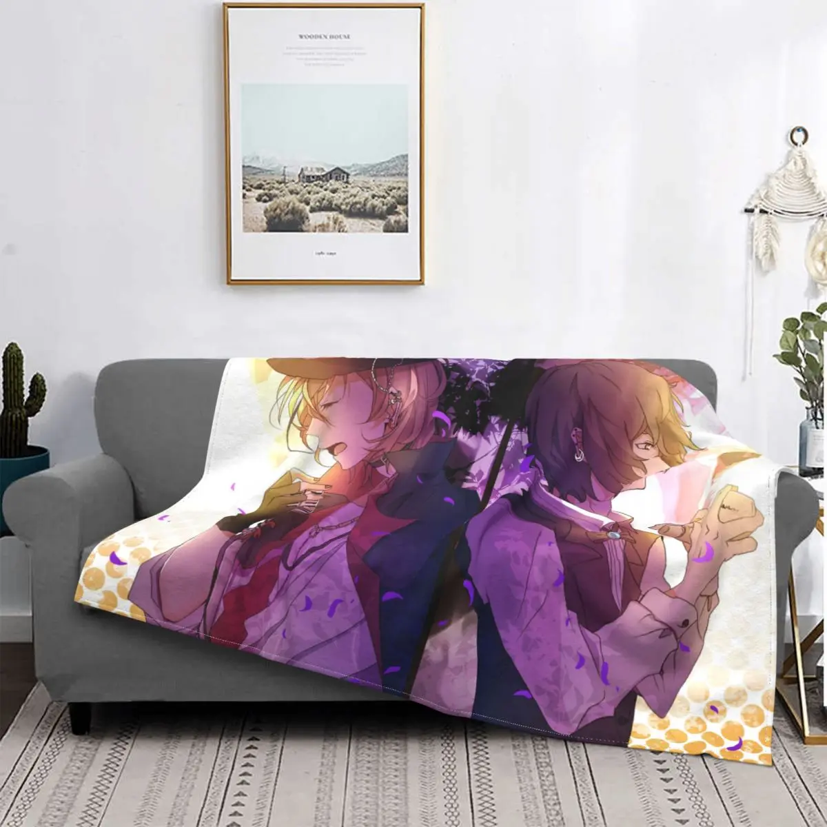 

Chuuya Nakahara Osamu Dazai Fleece Throw Blanket Bungou Stray Dogs Anime Blanket for Bed Bedroom Lightweight Bedding Throws