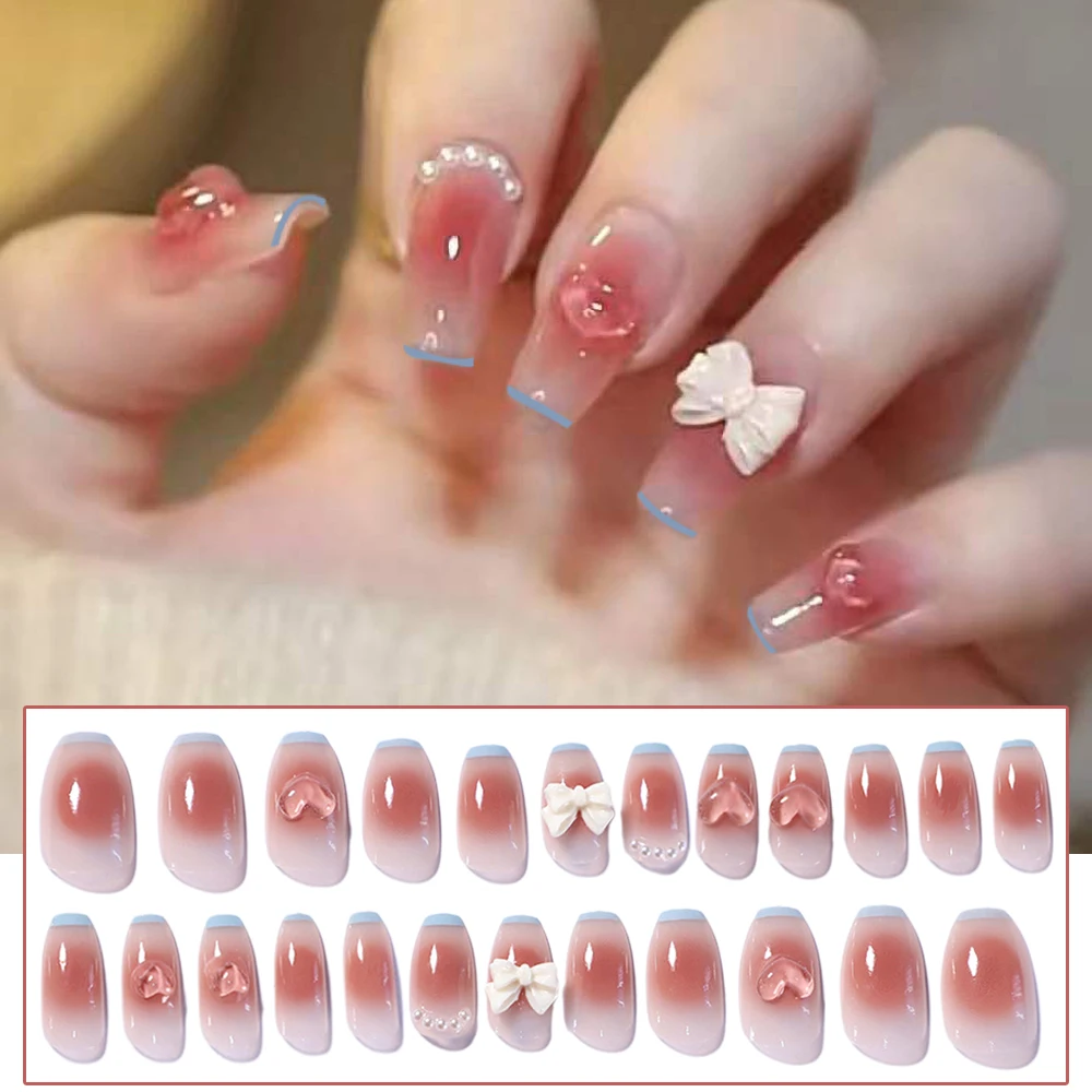 

Накладные ногти красочные полное покрытие поддельные ногти для невесты Свадьба Unhas Decoradas украшения нажмите на легкое сердце стразы