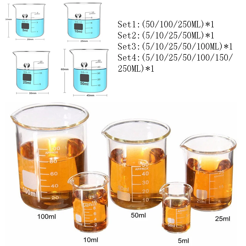 

Низкий стакан из боросиликатного стекла G3.3, 5/10/25/50/100/150/200 мл