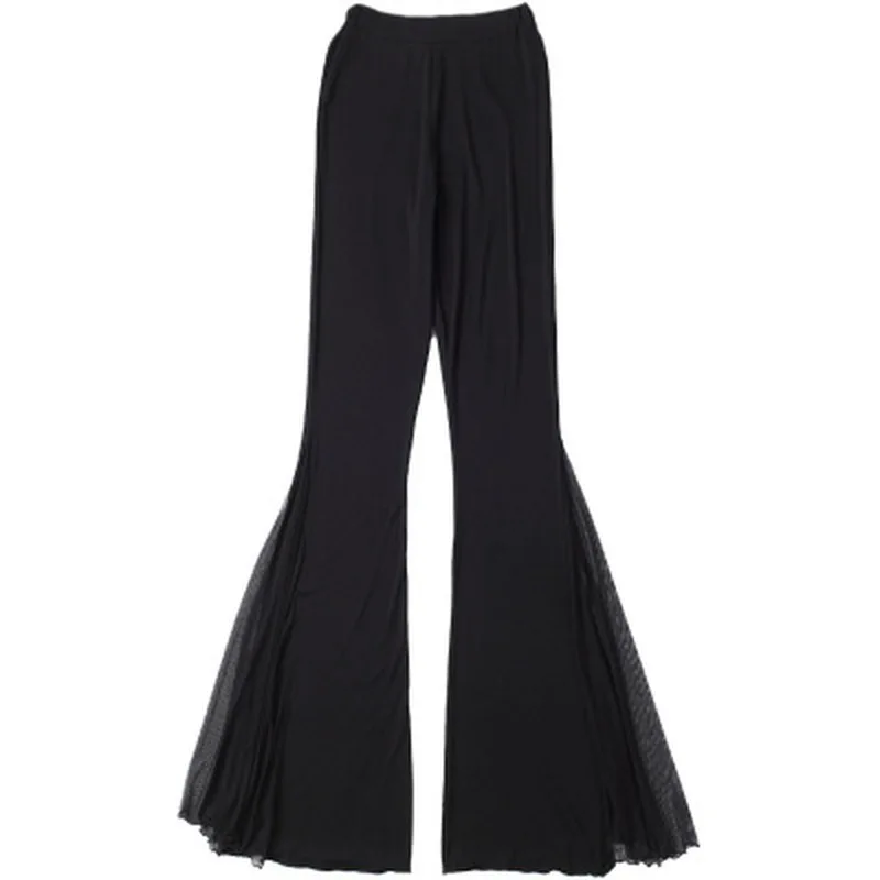 

2022 Women Modal Latin Dance black Pants Trouser With Mesh Ballroom Comfortable Professional Elastic dancing trousers