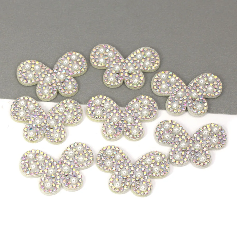 10 шт. нашивки с жемчугом и бабочкой 39 х26 мм | Дом сад