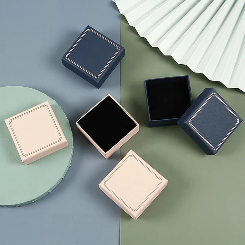 

Jewelry Packaging Box Earrings Necklace Bronzing Dustproof Collection Jewelry Organizer For Women Girl Gift