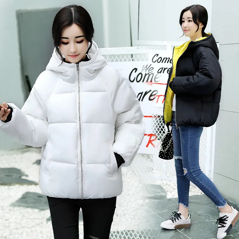 

2022 Double-sided Cotton Clothes Korean Version Loose and Casual Style Bread Clothes Hooded Cotton Warm Jacket