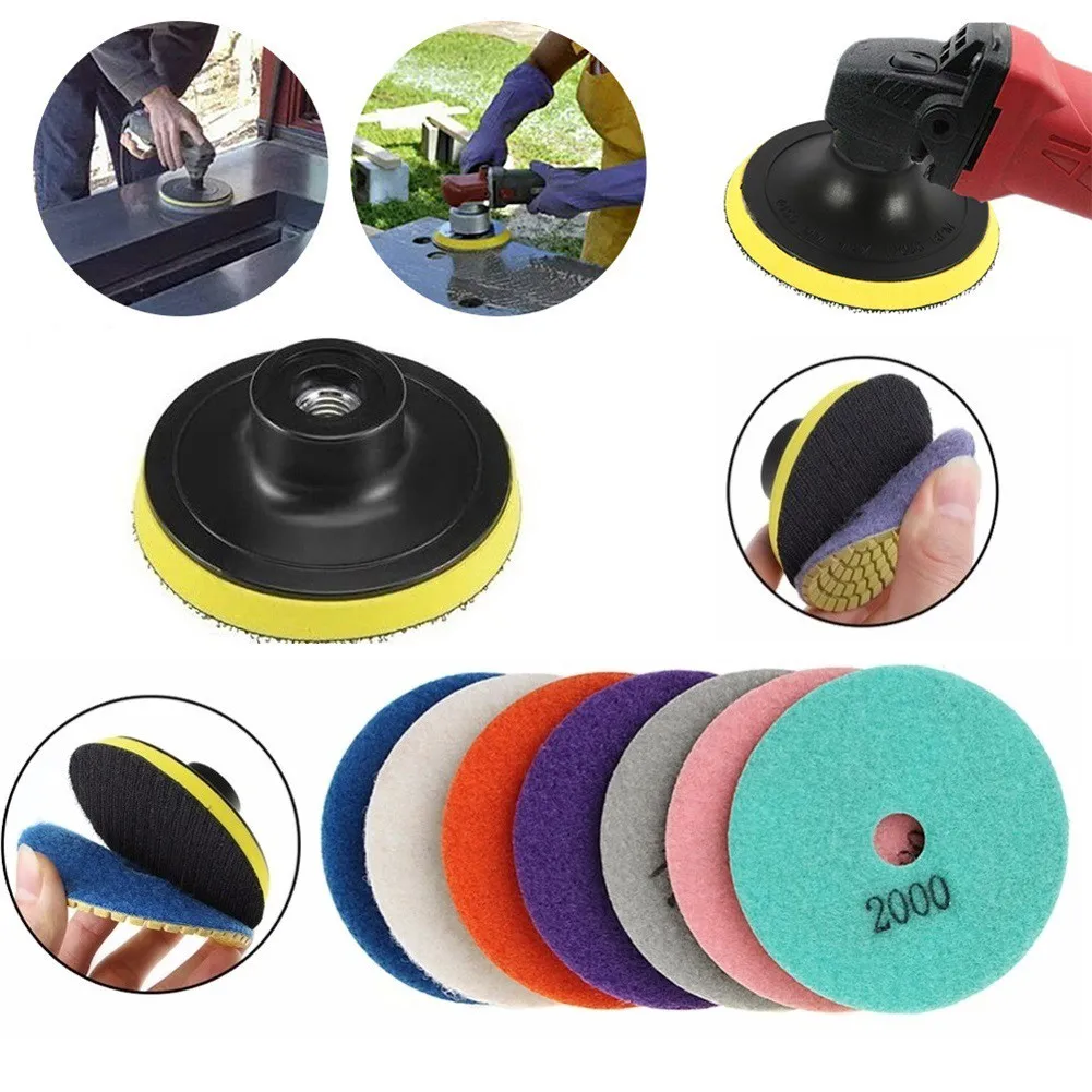 

1 Set (8pcs) Polishing Pads 50#+100#+300#+800#+1500#+2000#+3000# 75mm / 3 Inch 8pcs Concrete Stone Diamond + Resin