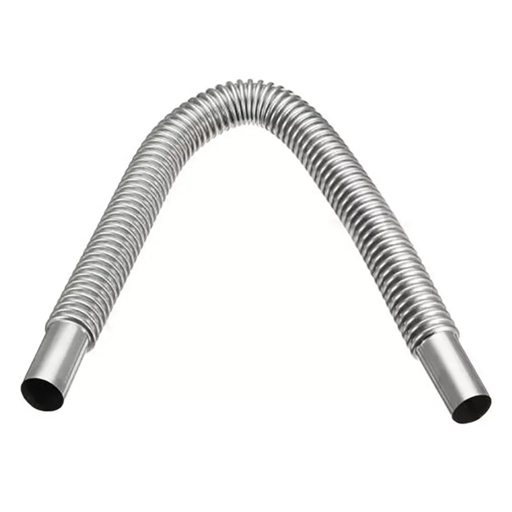 

60cm Car Stainless Steel Material Exhaust Pipe Corrugated Round Pipe Parking Silencer Diesel Heater Silver