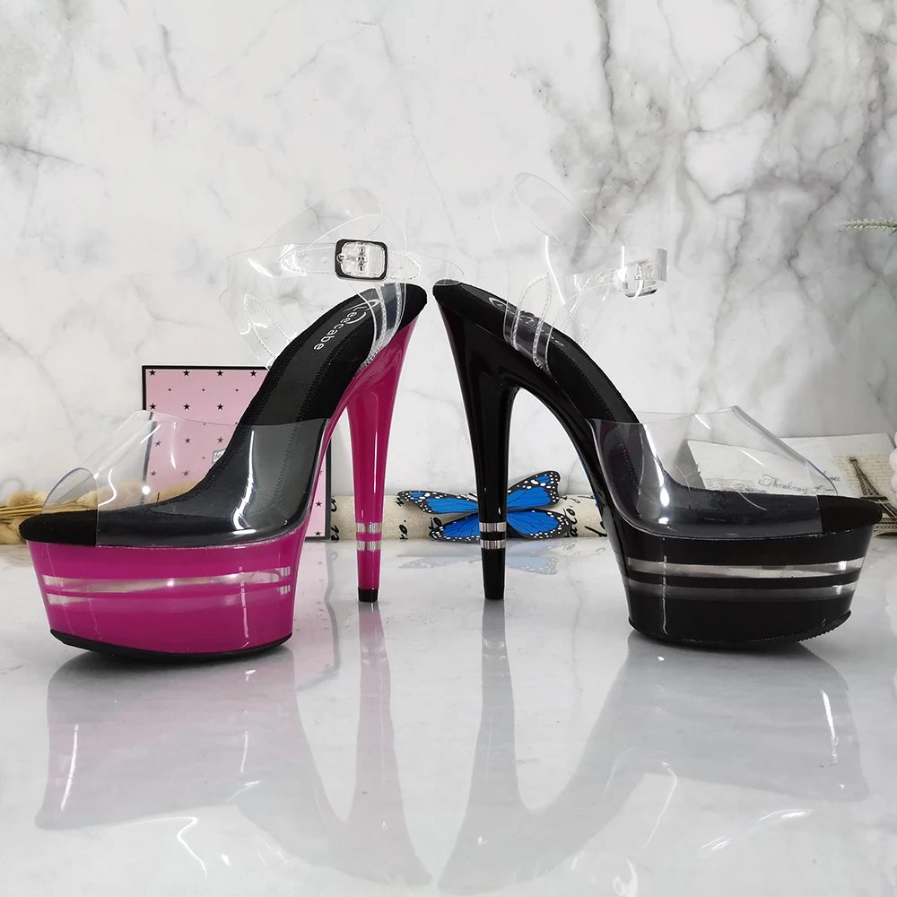 Leecab 6Inch/15cm High Heel Crystal Platform Party Sexy Clubbing Exotic Pole Dancing Dancer High Heels Sandals