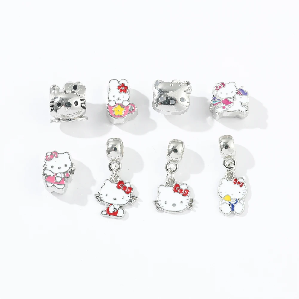 

10PCS/Set Cartoon Anime Sanrio Hello Kitty Alloy Jewelry Necklace Bracelet Decoration Accessories Pendant Wholesale