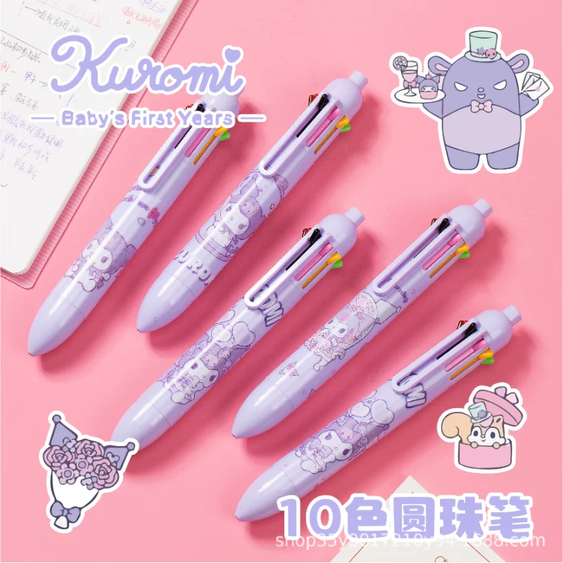 

Sanrio аниме шариковая ручка Kuromi Cinnamoroll Kawaii Мультфильм десять цветов ручная учетная запись Офис школа студент школьные принадлежности игрушки
