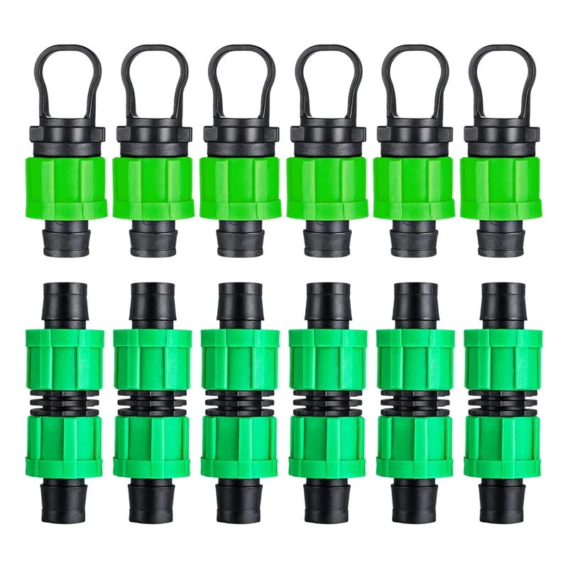 

12 Pcs Drip Irrigation Coupling And Drip Irrigation Tubing End Cap Plug Set 1/2 Inch Universal Drip Irrigation Fitting