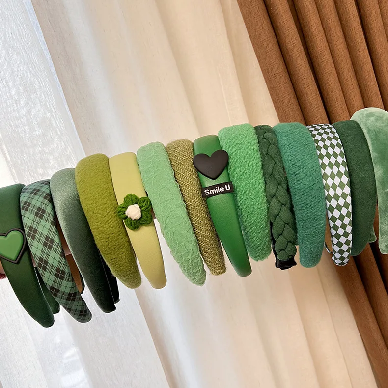 

Fashion Korea INS Green Padded Headband for Women Woolen Autumn/winter Hair Band Hoop Headwear Girl Headdress Hair Accessories