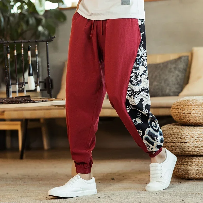 Шаровары с китайским драконом мужские спортивные штаны для бега в японском