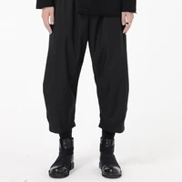mens cropped pants black loose harlan casual pants street wear mens dark mountain style plus size runway show