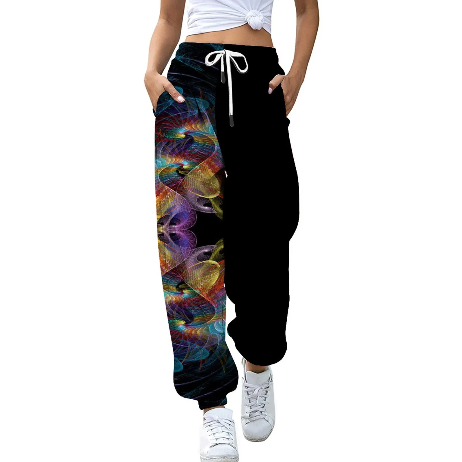 

Women Print Comfy High Waisted Workout Athletic Lounge Joggers Pants With Pockets Daily Fashion Comfy Pants Ropa Mujer In Stock