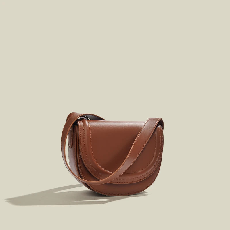 

Jenny&Dave 2022 England Style Fashion saddle bag Women messenger bag Fashion Simple Solid Vintage Leather Armpit Bag