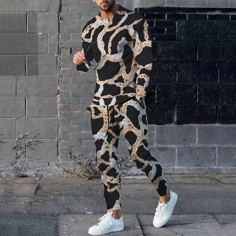 

Mens Drawstring Pockets Pants Sets Outfits Men Tracksuit 2022 Fashion Long Sleeve O-neck Shrits Tops Sportset Two Piece Suit