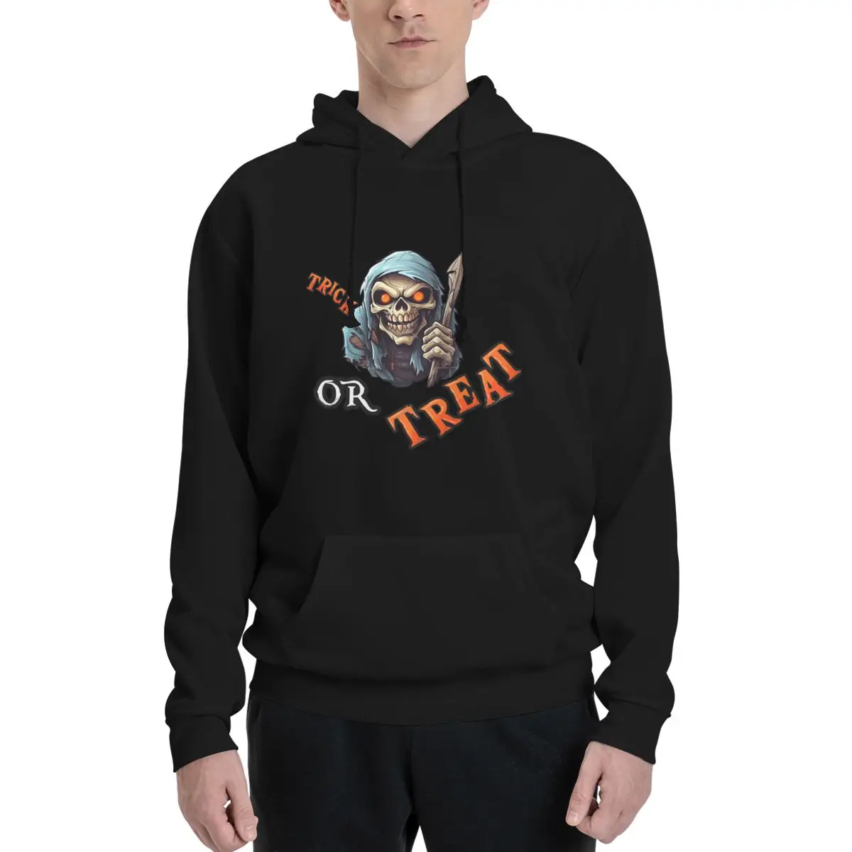 

A Skull With Orange Eyes, And The Phrase Polyester Hoodie Men's Women's Sweater Size XXS-3XL