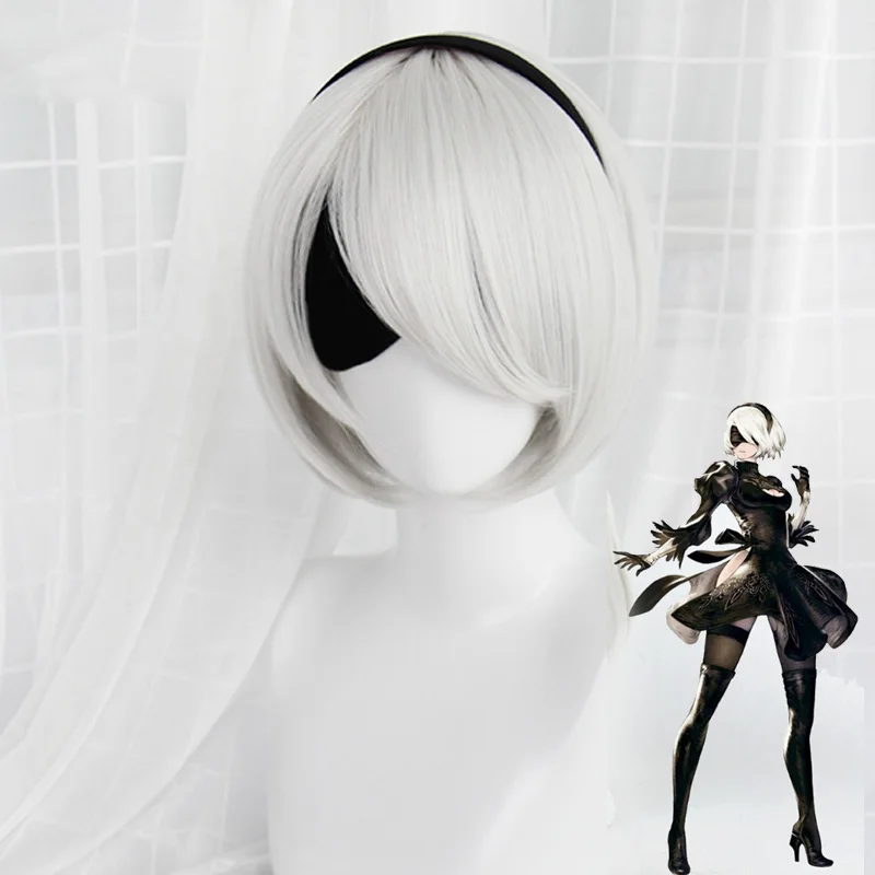 

YoRHa No.2 Type B 2BYoRH 2A 9S 2B Wig Cosplay Wig NieR:Automata Costume Play Wigs Halloween Costume for Women Hair +Wig Cap