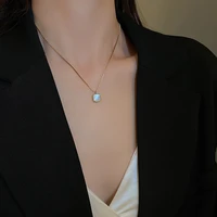 titanium steel square resin pendant necklace simple design sense clavicle chain matching temperament necklace