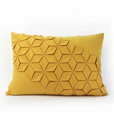 

Осветите декоративную подушку современной неоклассической чистой ручной работы, складная и швейная Желтая подушка, модель дома