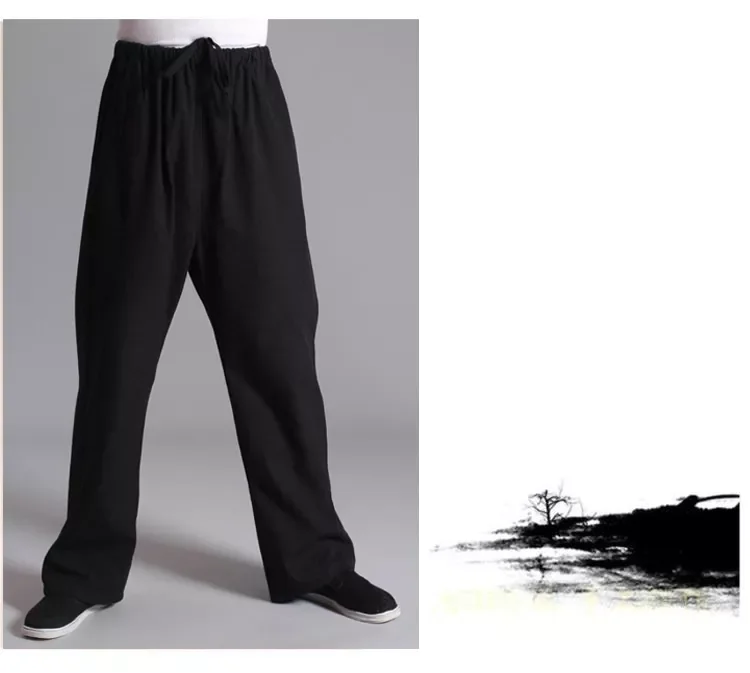 

Loose Pants Male Chinese Style Breathable Solid Color Cotton Trousers Fitness Pant Streetwear M-4XL New Men's Cotton Linen