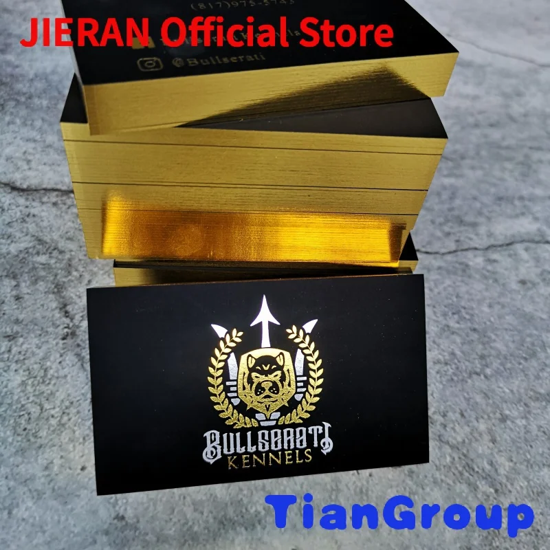 

Luxury black business card printing gold and silver foil with shiny edge foil