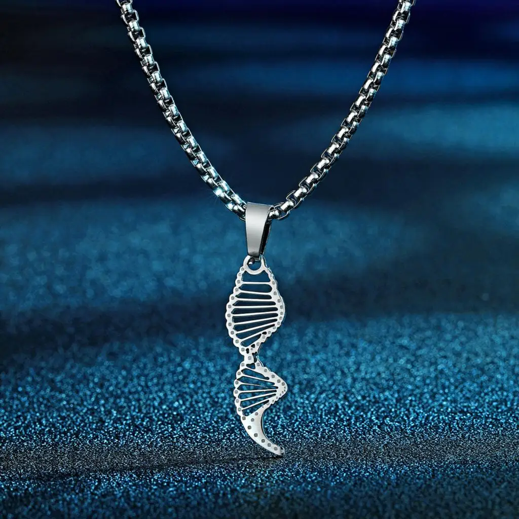 Kinitial DNA ADN Silver Pendant Necklace DNA ADN Silver Pendant Necklace DNA ADN Silver Pendant Necklace