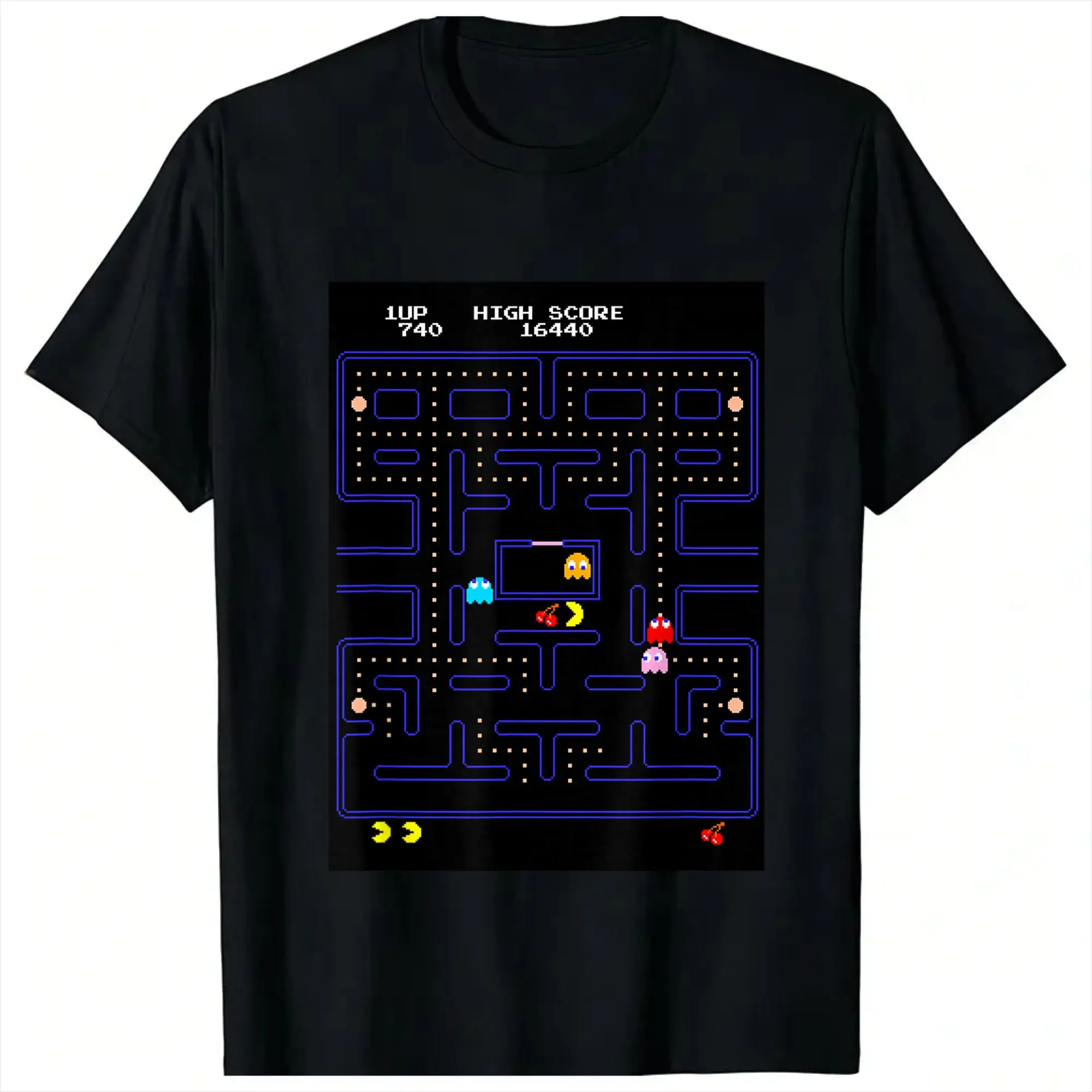 Фото Мужская футболка с изображением Pac Man, футболки в стиле Харадзюку, летняя футболка, потрясающая повседневная одежда из 100% хлопка, подарок №1