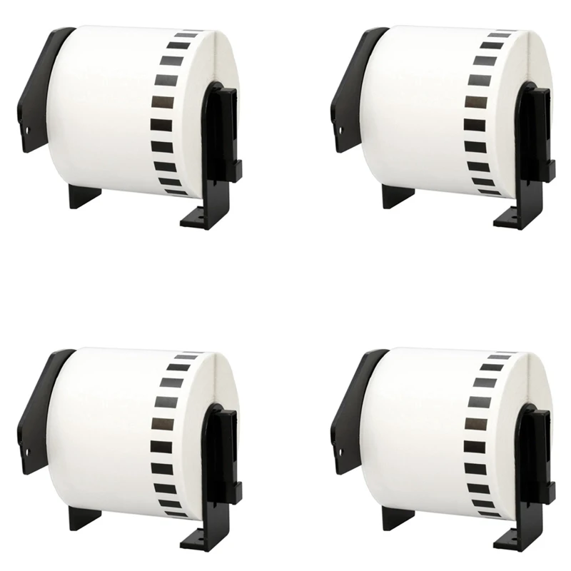 

4 рулона, совместимые с Brother DK22205 62 мм X 30,48 м, непрерывная белая длина, бумажная лента, этикетки с многоразовым картриджем