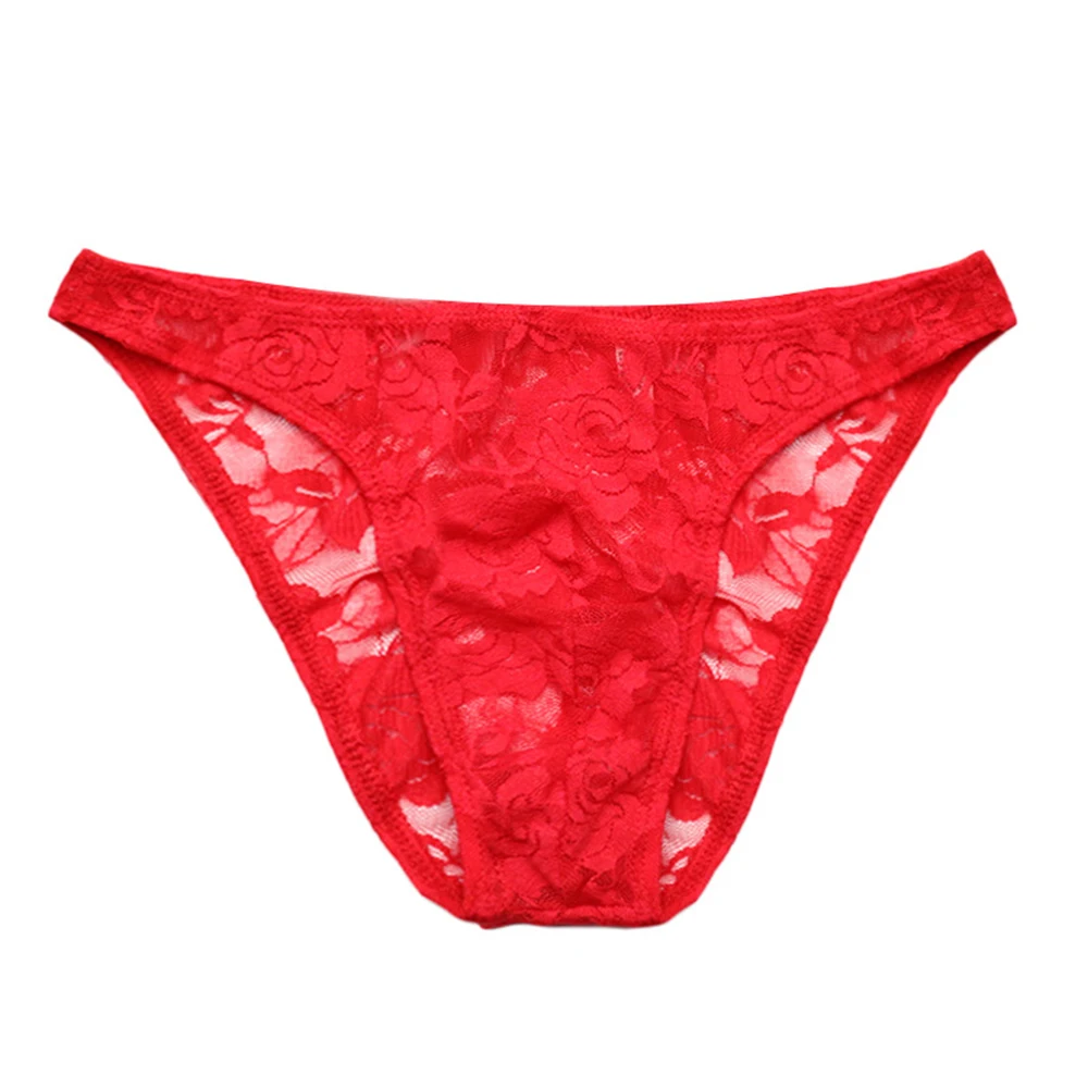 

New Mens Pantie Sissy Lace Underwear Sexy Briefs See-Through Breathable Thong Underpants Sensual Lingerie