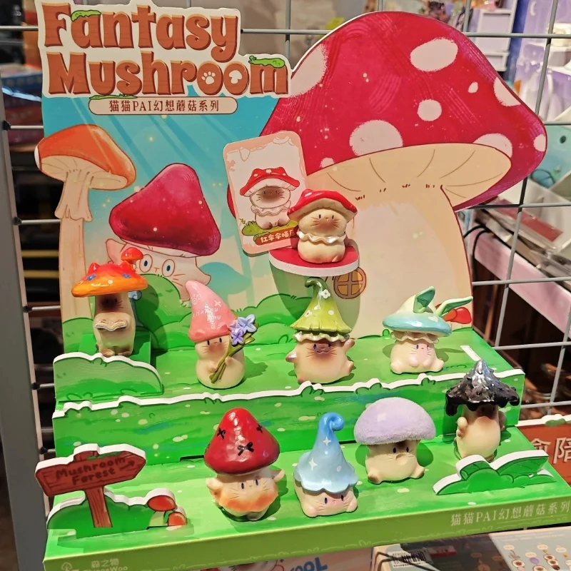 Фото Коллекционная фигурка Cat PAI Fantasy Mushroom Series: Сюрприз-бокс, милая аниме-фигурка из смолы, украшение для рабочего стола, подарок №2