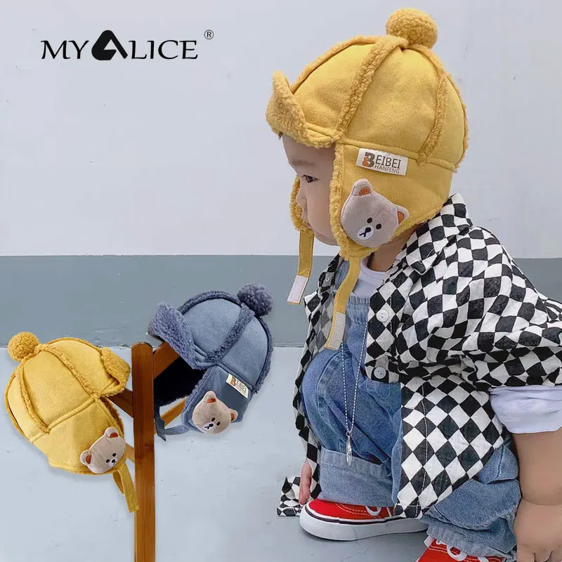 

MYALICE Suede Ear Cap Fashion Winter Keep warm 2 years old-4 years old Baby Retro Personality Gift Outdoor travel Wholesale
