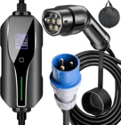 Портативное бытовое зарядное устройство для электромобилей 32A 24A 20A 16A 10A, тип 1, Тип 2 с европейской розеткой, кабель 5 м, регулируемый EV J1772,62196-2