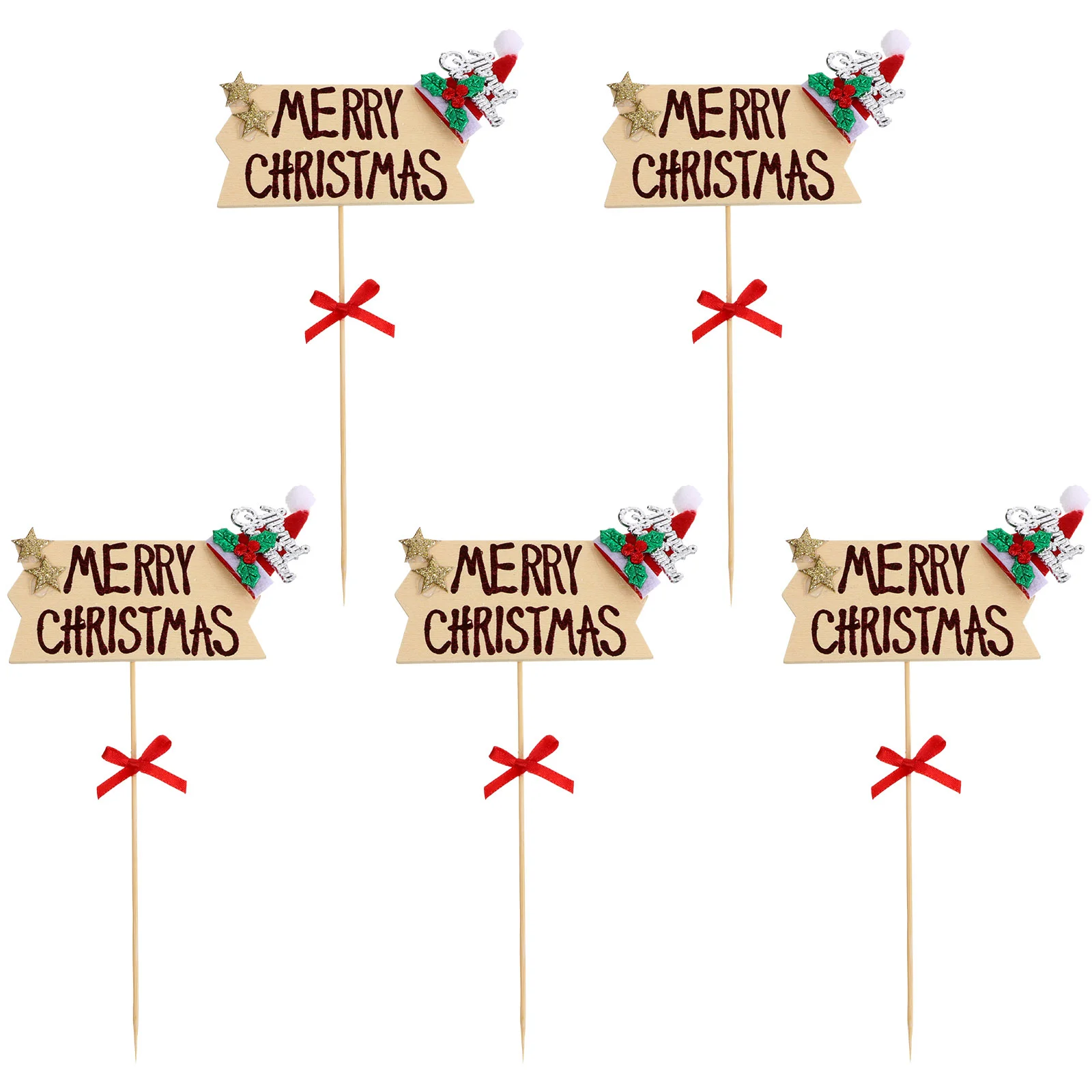

Christmas Cupcake Topper Cake Holiday Merry Picks Antler Toppers Party Decoration